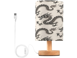 Abajur De Cabeceira Em Formato Dragão Para Quarto, Abajur De Cabeceira Led, Luminária De Leitura Com Portas Usb E Cúpula