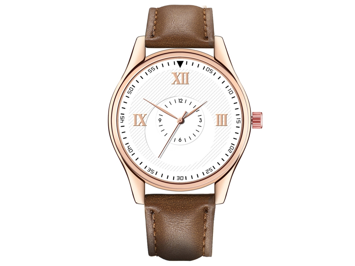 Relógio de Pulso Masculino de Quartzo com Pulseira Pu Mostrador Redondo Estilo Moderno (dark Coffeewhite)