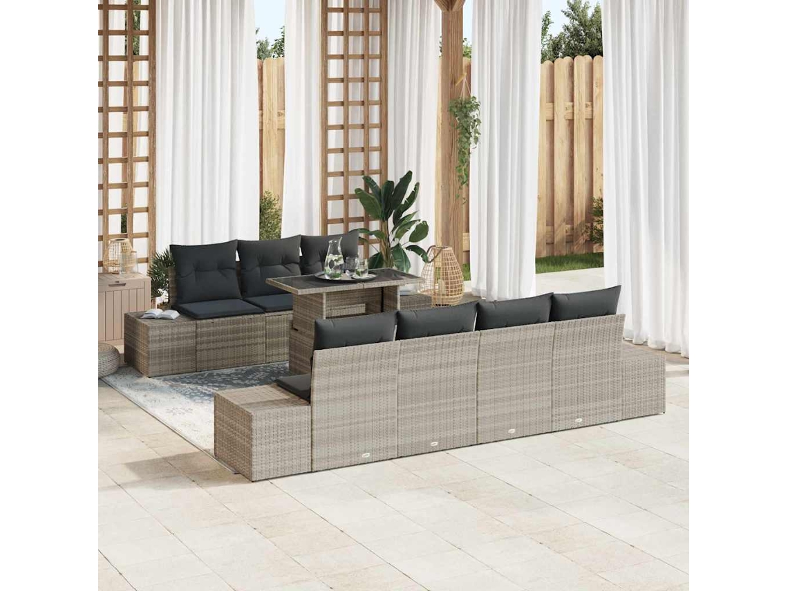 Vidaxl Conjunto De Sofá De Jardim 8 Unid. Cinza Claro E Cinza Escuro