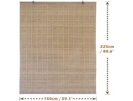 Cortina de Rolo de Bambu SOLAGUA para Janela e Porta 14 Tamanhos Cortinas 100% Bambu Cortina Cega Inclui Acessórios 150X225Cm Carvalho