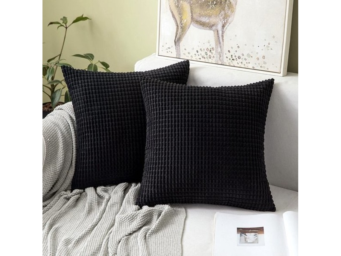Cobertor De Almofada - De Zachte Tecido De Flanela - Para Sala E Quarto - Preto 65x65 Cm (26x26 Polegadas) Conjunto De 2
