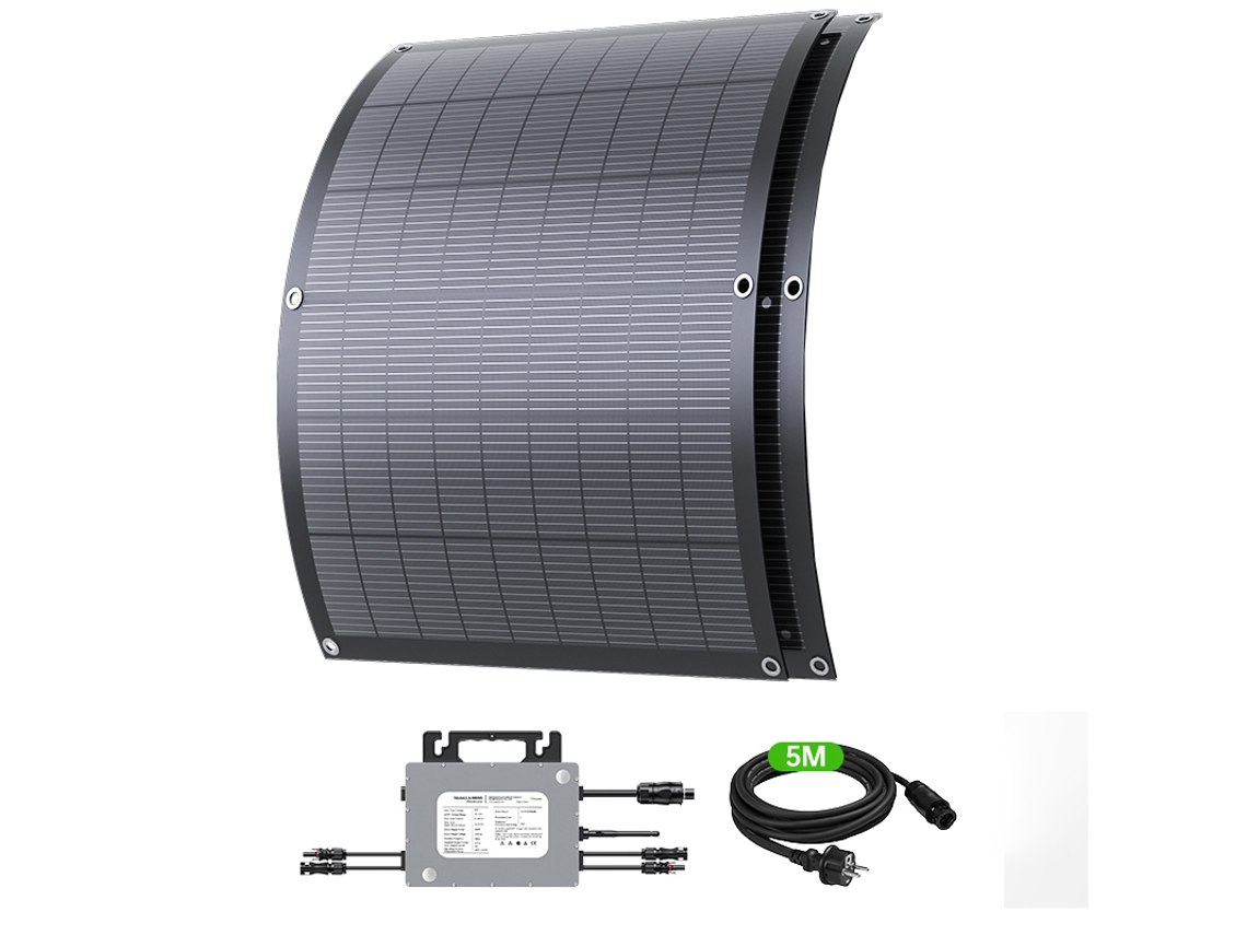Kit Solar Lionshee Para Varanda 480 W (2 Painéis Flexíveis De 240 W + Microinversor De 800 W) Ip67 Mppt 99,5% Wifi App