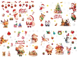 Adesivos de Natal para Vitrines 4 Folhas com Papai Noel Renas e Boneco Neve Decora o Casa Interna Externa Festas Fim Ano VAYOTOY
