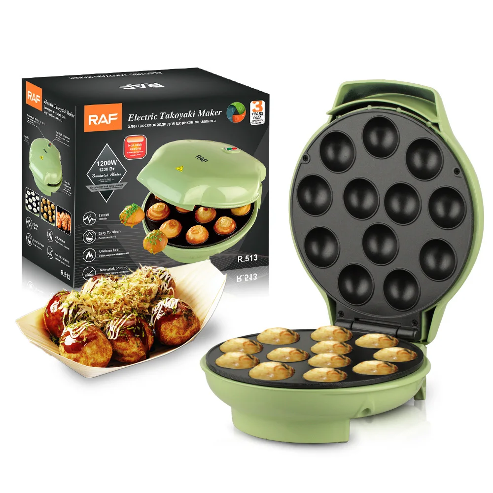 Máquina Elétrica De Takoyaki De 1200w Com 12 Cavidades, Também Pode Fazer Bolinhos De Pipoca E Waffles, Panela Antiaderente Com Aquecimento Duplo.