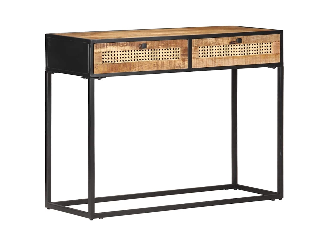 Vidaxl Mesa Consola 100x35x75 Cm Mangueira Áspera E Palha Natural