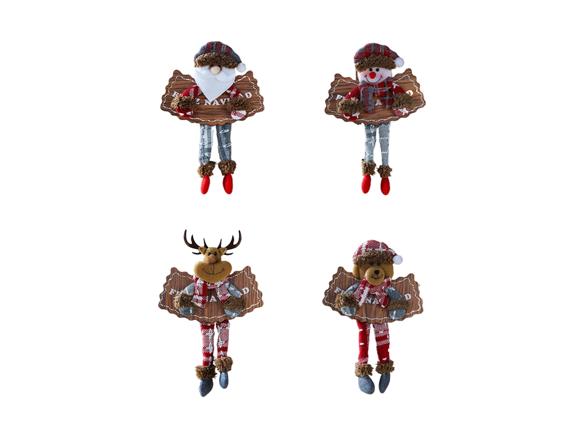 Laxiscreed Conjunto De 4 Enfeites Natalinos Com Boneco De Natal, Rena E Papai Noel Para Porta E Janela