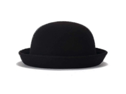 Chapéu Bowler Derby de Lã Feltro para Mulheres Moderno de Cor Solida 54cm Preto