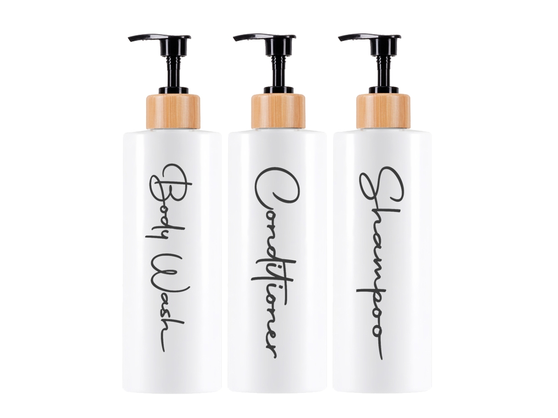 Conjunto de 3 Dispensadores Recarregáveis de Shampoo e Condicionador, 500 Ml Cada. MDUG (branco)