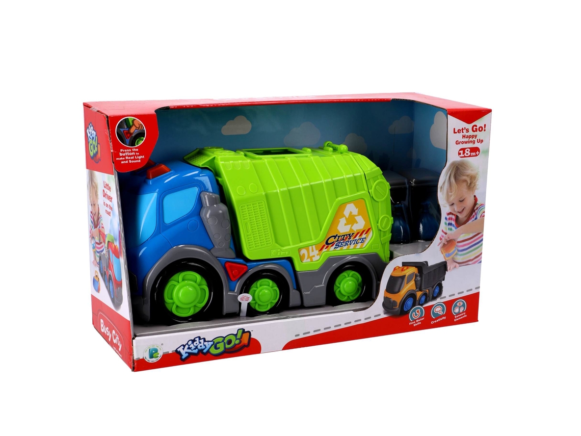 Caminhão De Lixo De Brinquedo Kiddygo Com Luz E Som 31 Cm Educativo