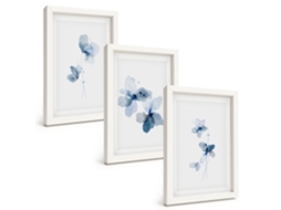 Composição De Quadros Flores Azuis Espelharte (3 Peças 20x30 Cm)