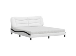 Cama com Colchão Hvar 180x200 Cm Couro Artificial Preto e Branco MAISON EXCLUSIVE