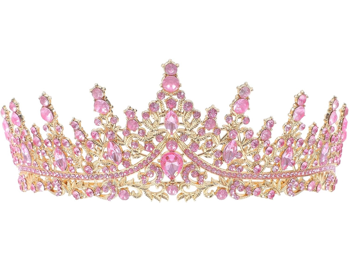 Coroa Rosa Para Mulheres - Tiaras De Princesa De Cristal - Faixa De Cabelo Com Desconto