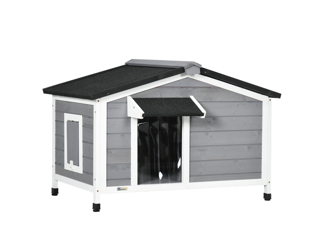 Casa de Madeira para Cães, Teto de Asfalto, Base Removível, 97x72x65 cm Cinza S/MARCA