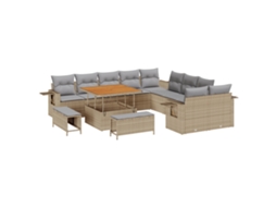Conjunto 13 Conjunto De Sofá De Jardim Vidaxl Bege Vime Pe (100 X 100 X 71 Cm)