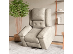 Cadeira de Massagem Elétrica SIMURQ, Tecido Castanho, 102x93x106cm, Poltrona Relax Inclinável com Aquecimento e Levantamento, Sala de Estar