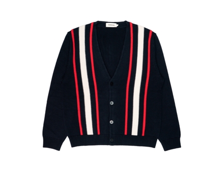 Cardigan masculino de malha de lã azul Thinking Mu Creed (M)