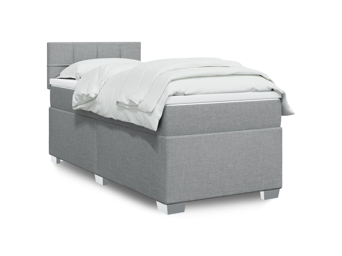 Vidaxl Cama Com Molas/colchão 80x200 Cm Tecido Cinza-claro