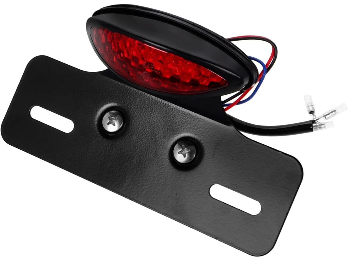 Lanterna traseira para motocicleta com indicadores de direção em LED, luz de freio e luz de placa traseira.