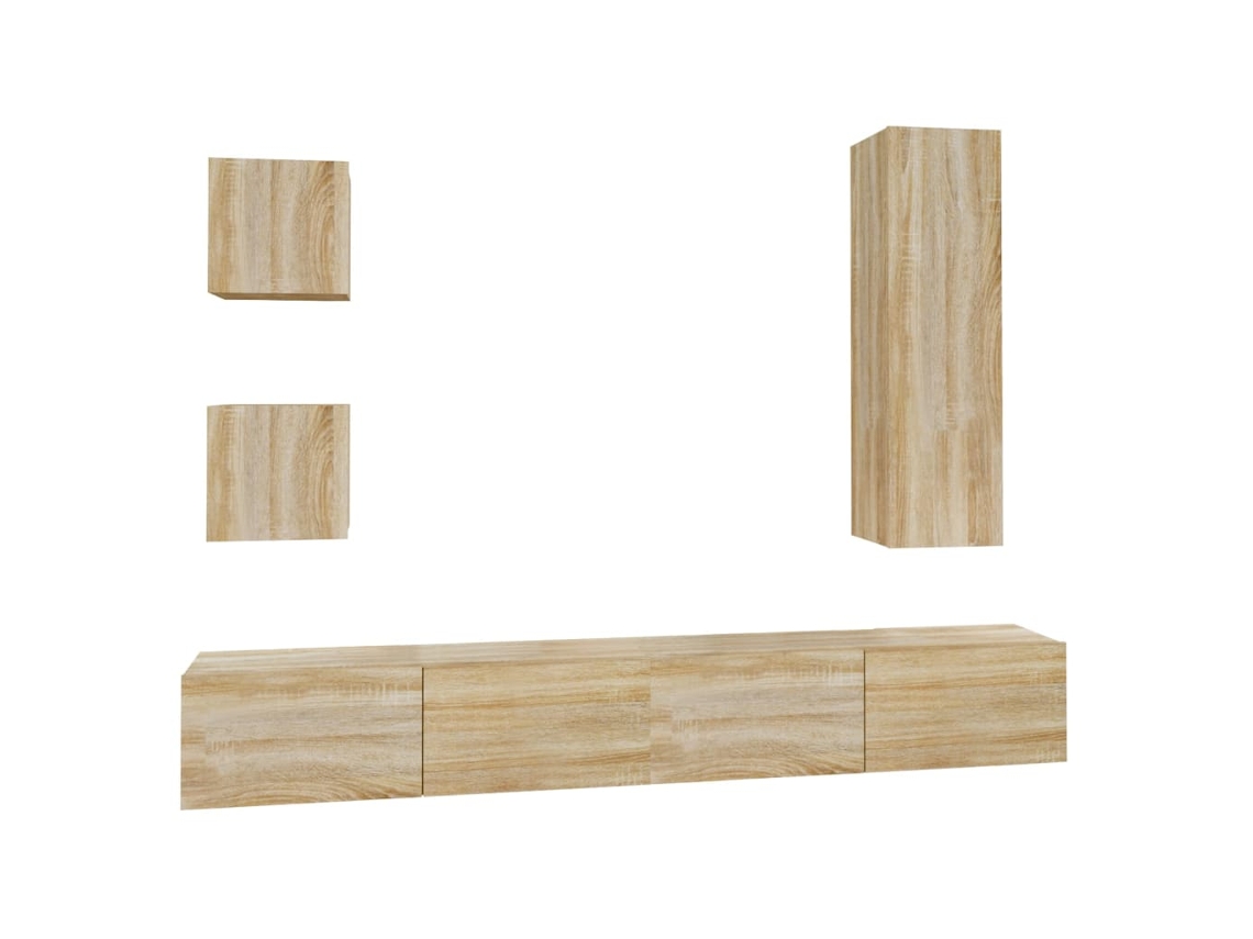 Tv Cabinet Set, Tv Cabinet Sets Vidaxl Marrom Madeira Processada (n/a)