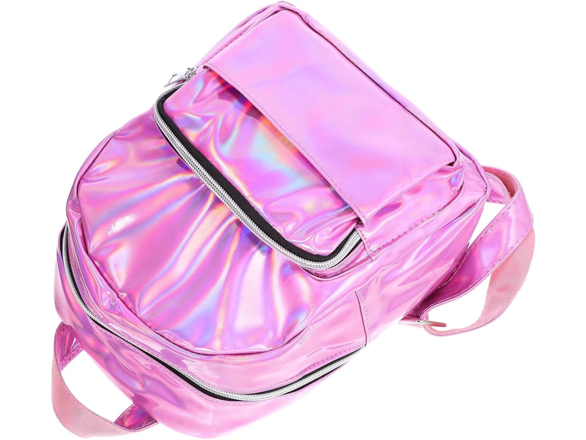Mochila Escolar Rosa Em Couro Sintético Para Meninas, Com Zíper Suave.