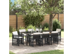 Vidaxl Conjunto De Jantar Para Jardim 9 Unid. Preto Vime Pe