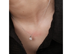 925, Colar com Zircônia em Quatro Garras Clássico, Pingente Simples, Pequeno e Delicado, Luxo Discreto MDUG (prata Branco)