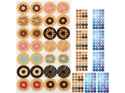 Adesivos de reforço para folhas soltas, pacote com 10 unidades 5com Desenho de Donut e Estrela Adesivo para reparo