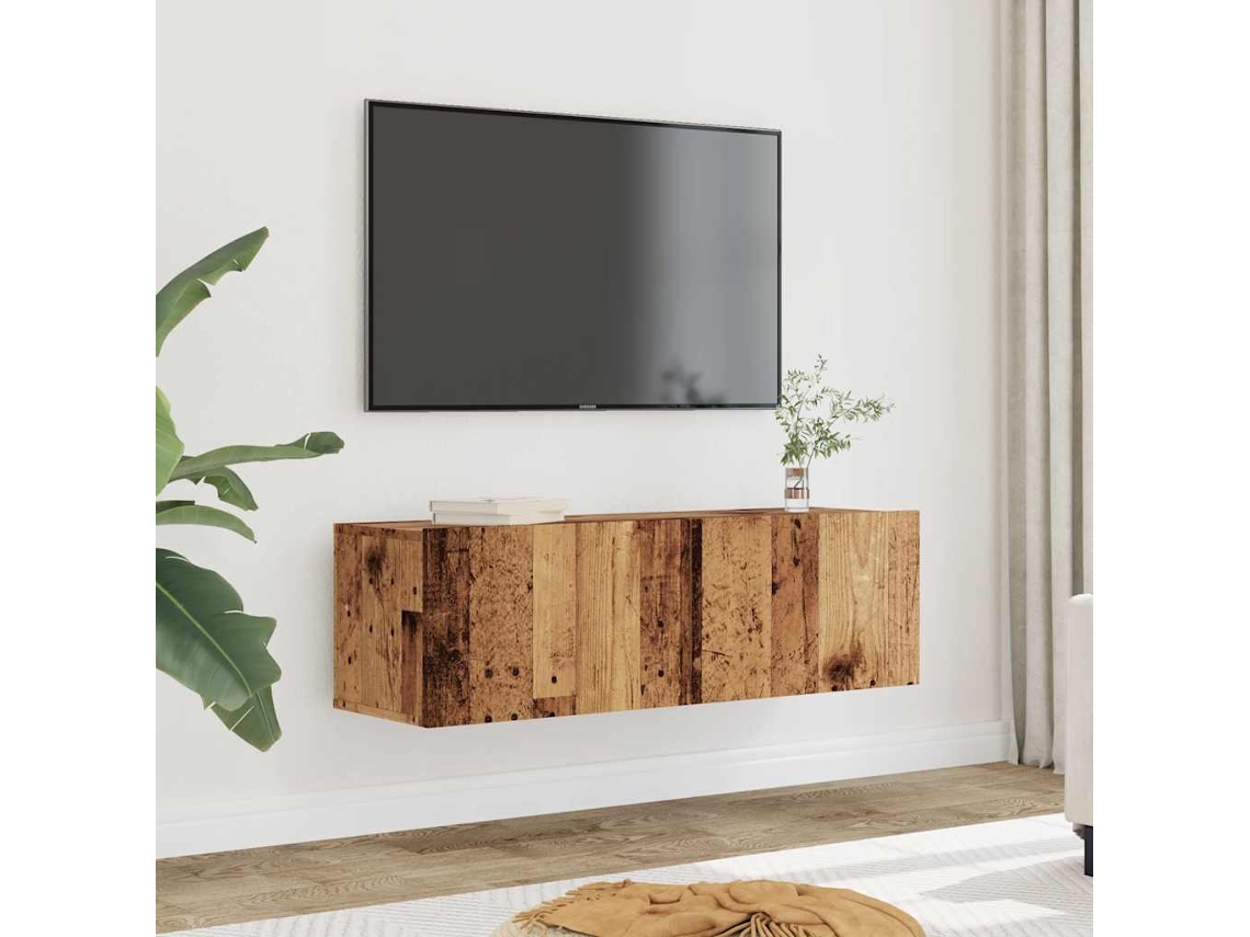 Vidaxl Móveis De Parede Para Tv 2 Pcs 100x30x30 Cm Madeira Velha