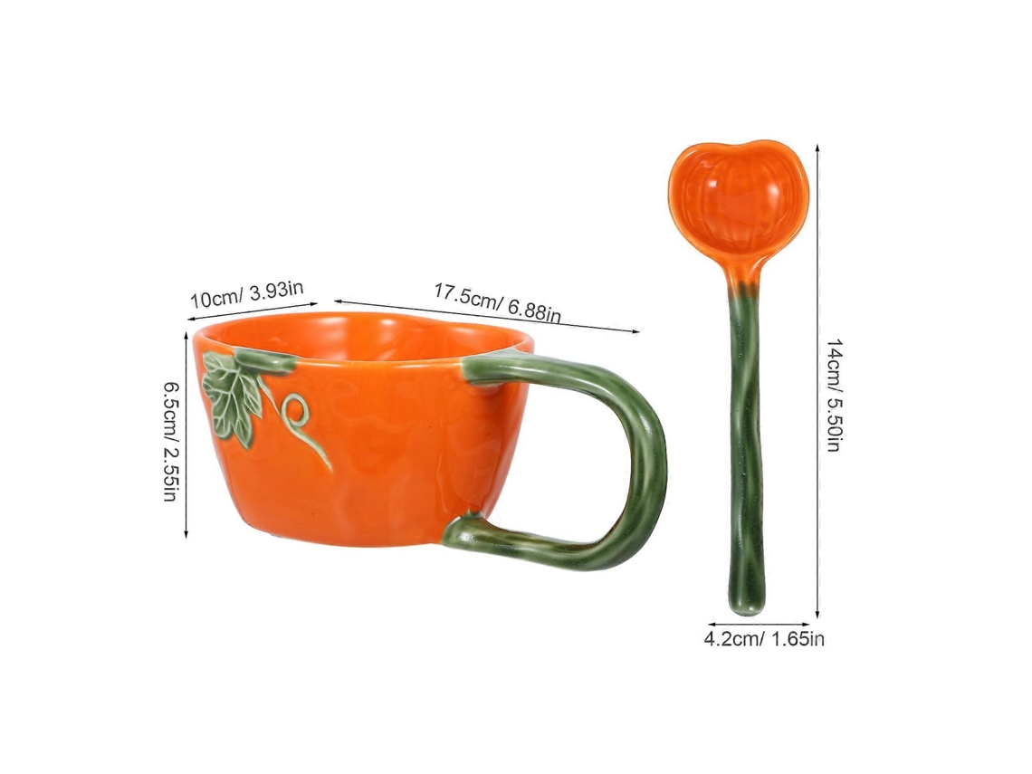 Conjunto De 1 Caneca De Água Com Elemento De Abóbora Cerâmica E Colher