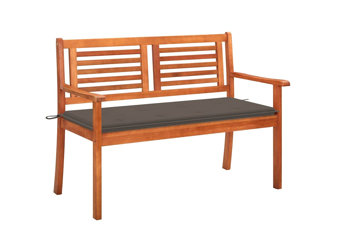 Vidaxl Banco De Jardim 2 Lugares C/ Almofadão 120 Cm Eucalipto Maciço