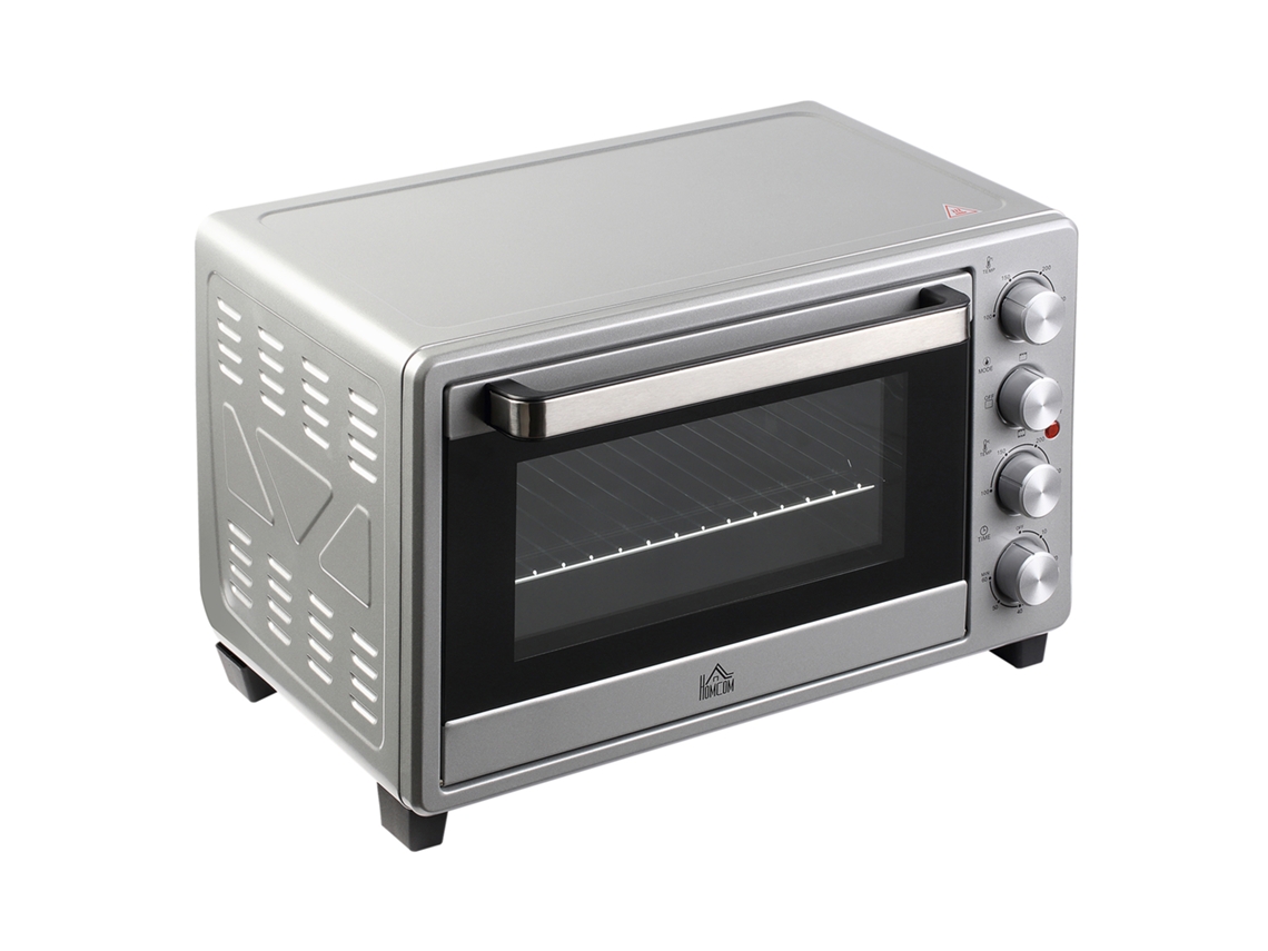 Forno Elétrico De Mesa 32l 1600w Com 3 Modos De Aquecimento, Temporizador E Temperatura Ajustável 52,2x38,1x33,5 Cm Prata