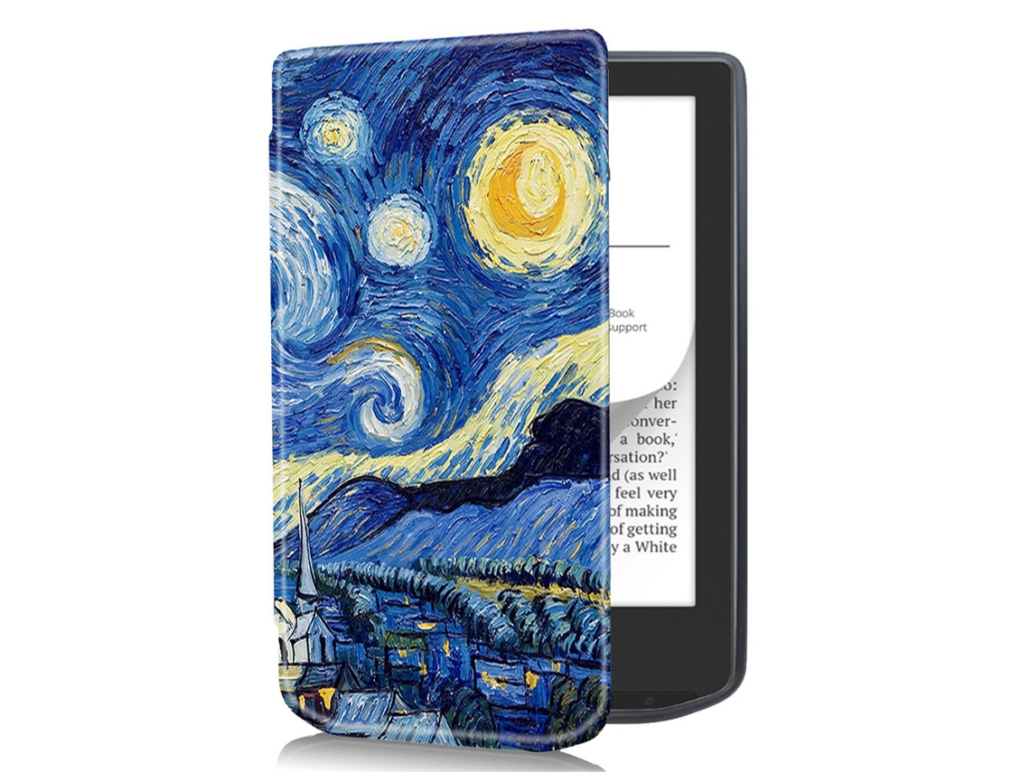 Capa Panoona Para Pocketbook Verse 629, Leve, Fina E Resistente A Impactos, Em Pele Premium Azul Escuro