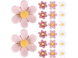 30 Tachinhas em Formato de Flor Decorativas para Fotos de Parede, Quadrado Branco, Mapa, Mural, Organização de Mesa e