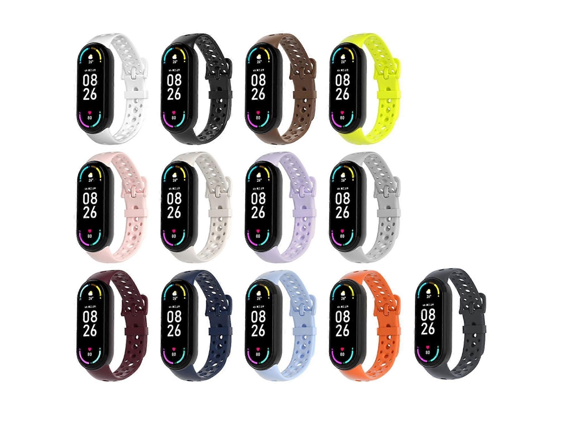 Pulseira De Silicone Com Fivela De Pino E Furos Redondos Na Mesma Cor Para Xiaomi Smart Band 10/9/8