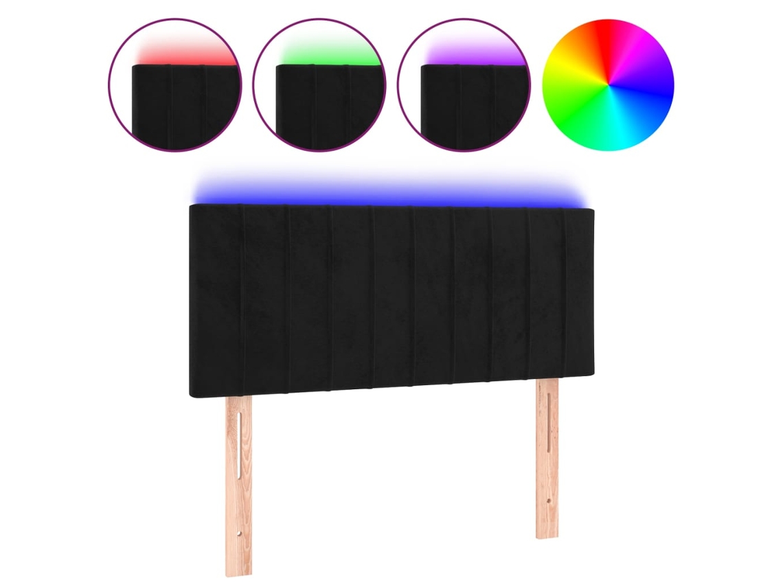 Cabeceira de Cama com Luzes Led Veludo Preto MAISON EXCLUSIVE (90x5x78 cm)
