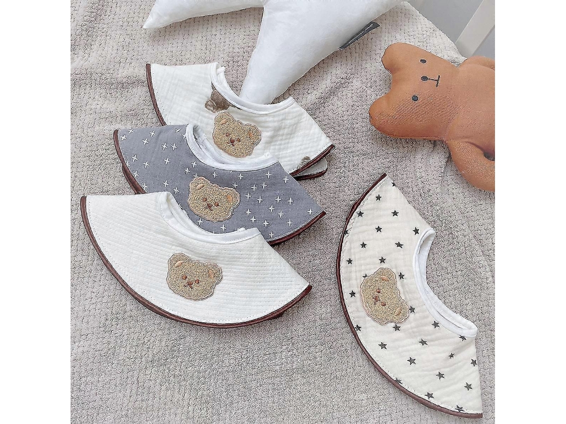 Conjunto De 4 Babadores Para Bebê, Babadores De Algodão Unissex Para Alimentação, Babadores Ajustáveis ​​para Descongestionamento E Baba
