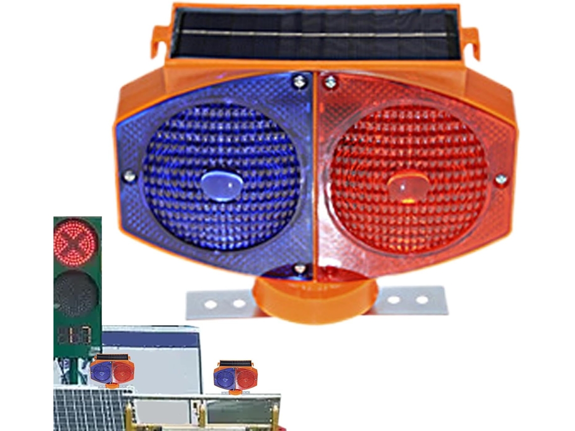 Luz De Advertência Solar Intermitente Para Barreira Segurança Rodoviária, Luz Solar Vermelha E Azul, Luz Led
