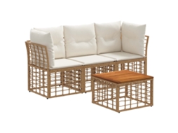 Vidaxl Conjunto de Sofás para Exterior 4 Pcs Natural e Branco Creme