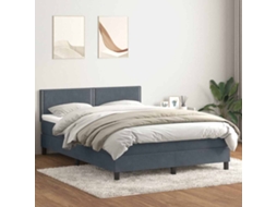 Vidaxl Cama Com Molas/colchão 160x210 Cm Veludo Cinzento-escuro