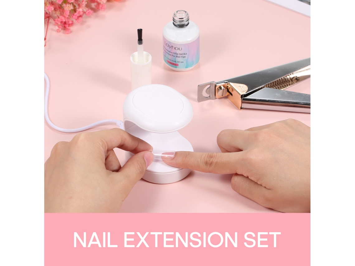 Kit De Gel De Unhas Layhou Com Lâmpada Uv Led, Pontas Falsas, Buffer E Alicate Para Uso Em Salão E Casa