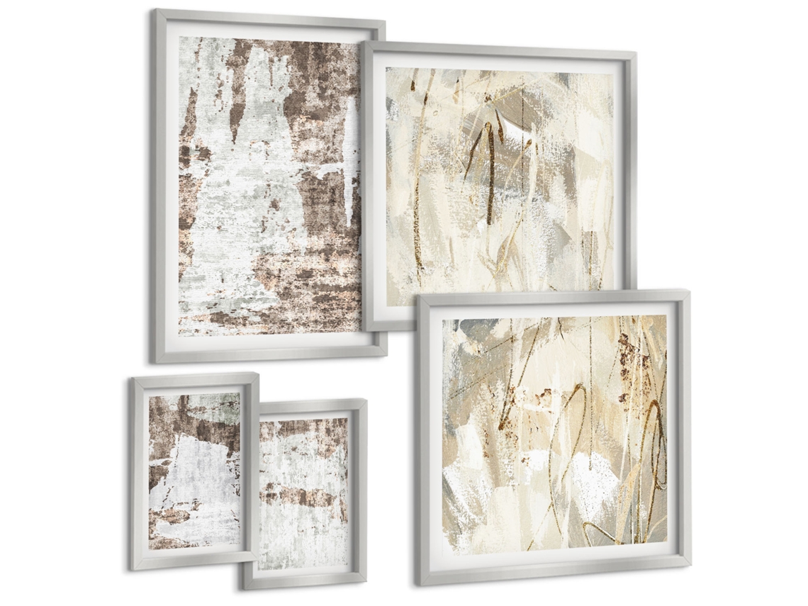 Conjunto De Pinturas Composições Abstratas Neutras Espelharte (5 Peças)