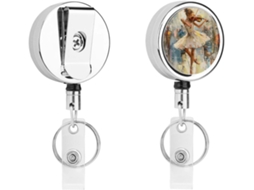 Porta Crachá Retrátil Com Clipe Identificação, Ideal Balé E Violino, Com Suporte Retrátil, Chaveiro