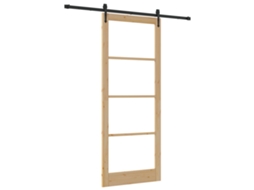 Conjunto 1 Porta Deslizante Vidaxl Castanho Madeira De Pinho Maciça (93 X 232 Cm)