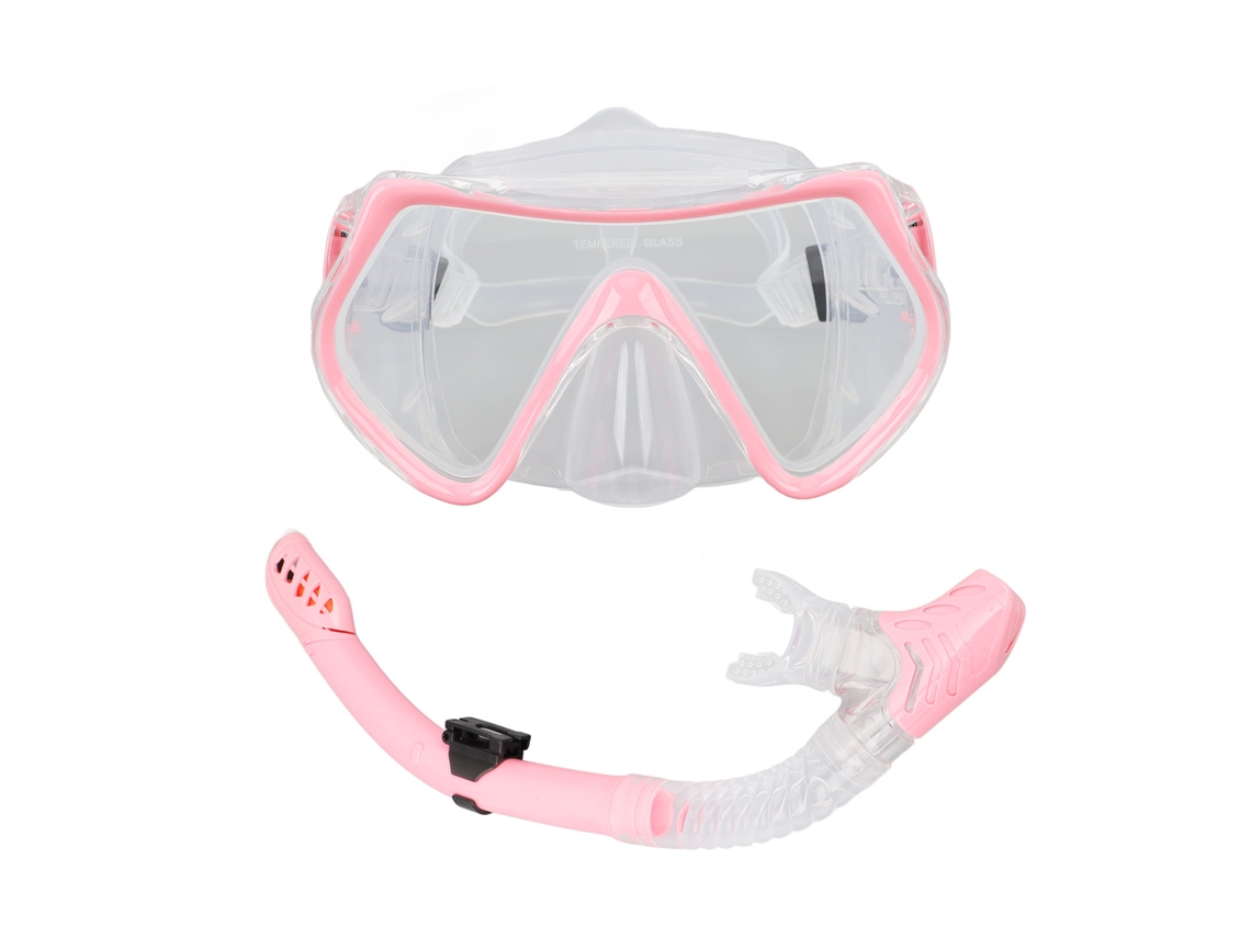 Óculos De Mergulho Silicone Ultra Claro Ajustável E Snorkel Confortável Para Natação Rosa