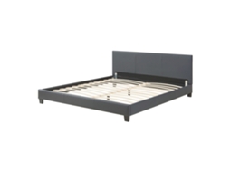 Cama de Casal CORIUM (210 x 189 x 78 cm - Couro Sintético - Cinzento)