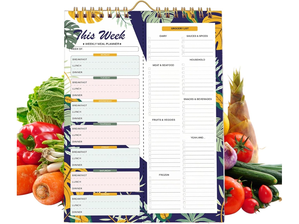 Planejador Semanal De Refeições- 20, 3 X 15, 2 X 1, 4 Cm- Bloco De Notas Grande Para Planejamento De-