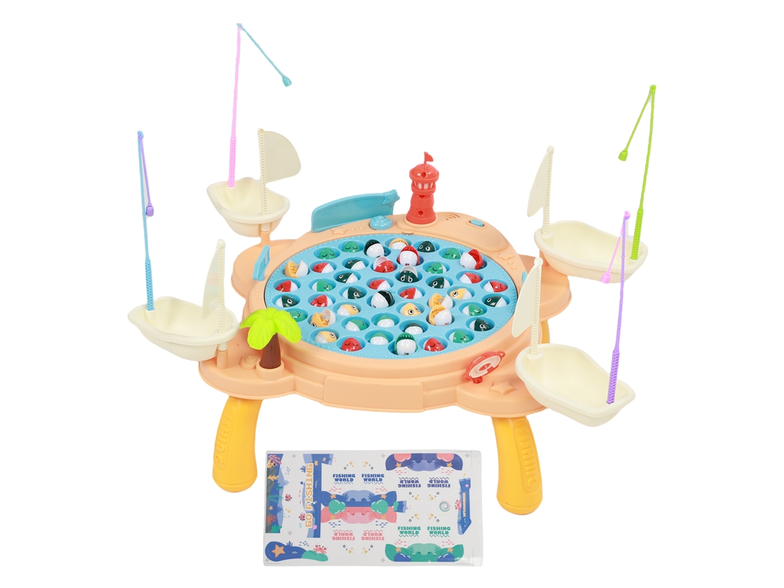 Mesa De Pesca Magnética Grande Com Luz E Música Rotação Elétrica Brinquedo Educativo Infantil