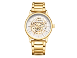 Relógio Mecânico Masculino Esqueleto MDUG (dourado e Branco)