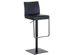 Tabouret De Bar X1 Avec Repose Pieds Plaque De Base Carrée En Métal Noir Assise En Pvc Noir 10_0005299 Décoshop26