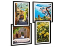 Composição De Quadros Paisagens Praianas Cítricos Espelharte (4 Peças)